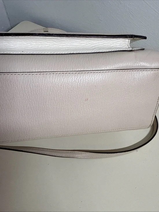 Kate Spade Cream White Pebbled Leather Satchel Crossbody Bag Gold Hardware - Picture 13 of 16